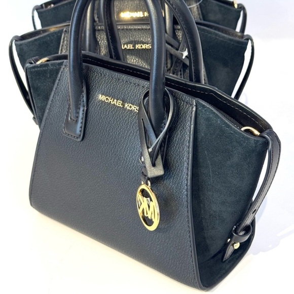 Michael Kors Avril Extra-Small Leather and Suede Satchel Bag Black Multi - Picture 6 of 9